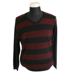 Brooklyn - V-Neck Red Stripe Sweater (1)