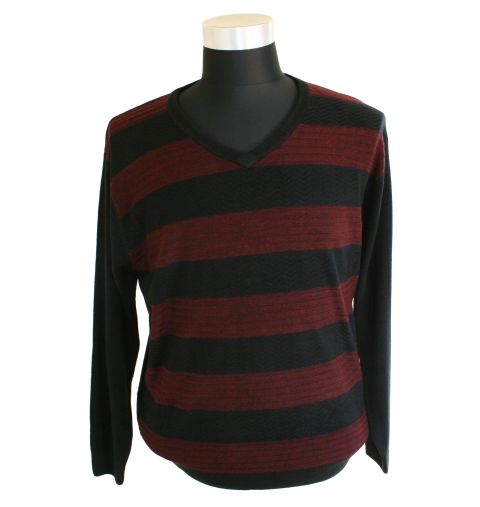 Brooklyn - V-Neck Red Stripe Sweater billede 1