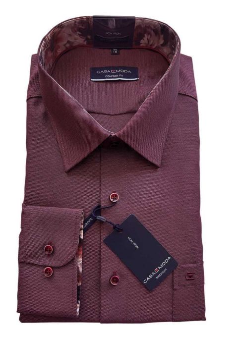 Casa Moda - Comfort Fit - Ensfarvet Bordeaux billede 1