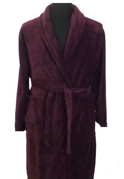 Espionage - Ensfarvet Fleece Badekåbe Nyt Design - Mørk Burgundy billede 1