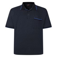 Espionage - All Over Geometric Print Jersey Polo - Navy (1)
