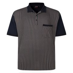 Espionage - Geometric Front Print Jersey Polo - Navy (1)