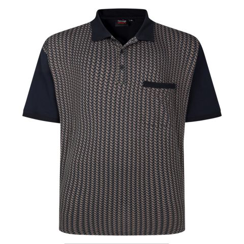 Espionage - Geometric Front Print Jersey Polo - Navy billede 1