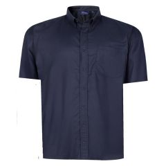 Espionage - Ensfarvet Stretch Twill Skjorte m. Korte Ærmer - Navy (1)