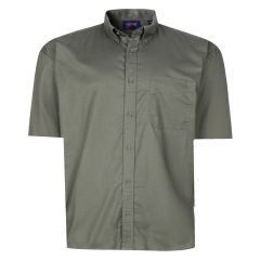 Espionage - Ensfarvet Stretch Twill Skjorte m. Korte Ærmer - Olivengrøn (1)