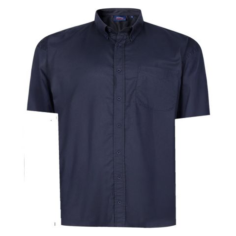 Espionage - Ensfarvet Stretch Twill Skjorte m. Korte Ærmer - Navy billede 1