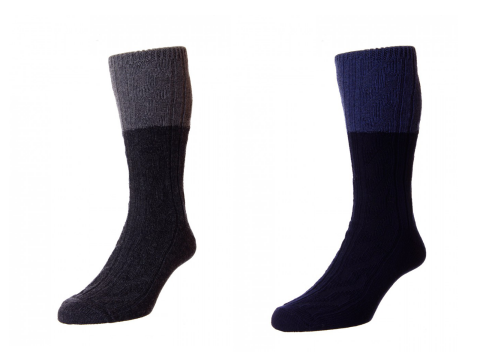 Hj Hall - Merino uld sokker 2 farvet billede 1