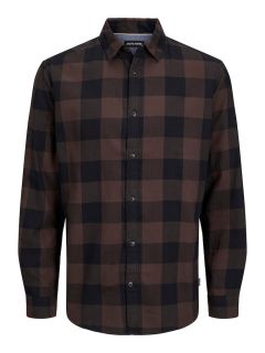 Jack & Jones - Gingham Twill Skjorte Lange ærmer Seal Brown (1)