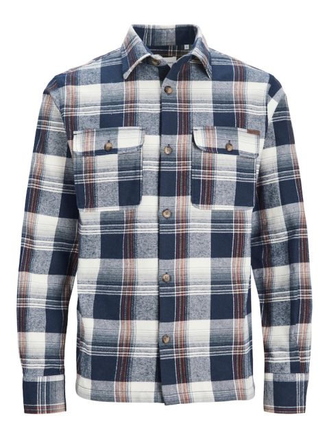 Jack & Jones - Darren Flannel Check Overshirt Navy Blazer billede 1