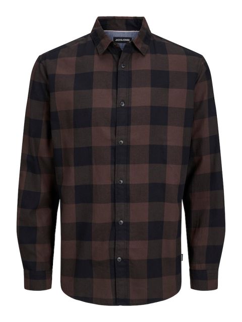 Jack & Jones - Gingham Twill Skjorte Lange ærmer Seal Brown billede 1