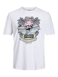 Jack & Jones  - Beachbone Skull T-Shirt Hvid (1)