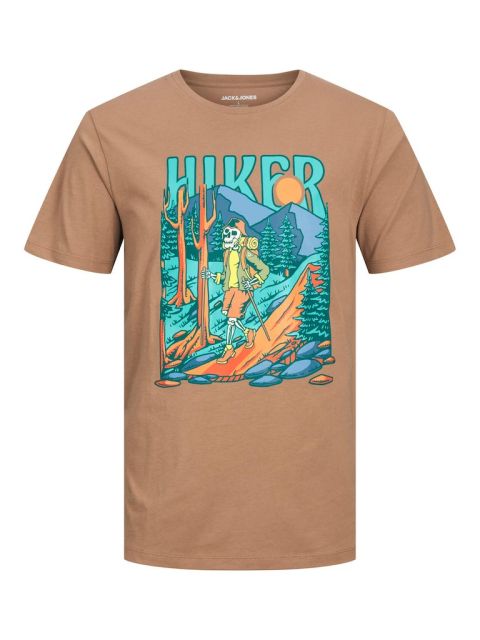 Jack & Jones  - Hiker Skull T-Shirt Otter billede 1