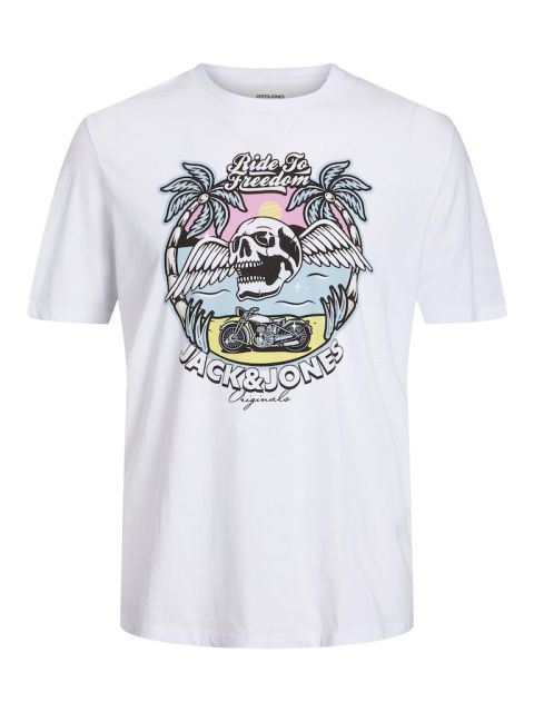 Jack & Jones  - Beachbone Skull T-Shirt Hvid billede 1