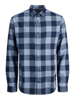 Jack & Jones - Gingham Twill Skjorte Lange ærmer Flint Stone (blå) (1)