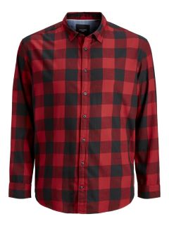 Jack & Jones - Gingham Twill Skjorte Lange ærmer Brick Rød (1)