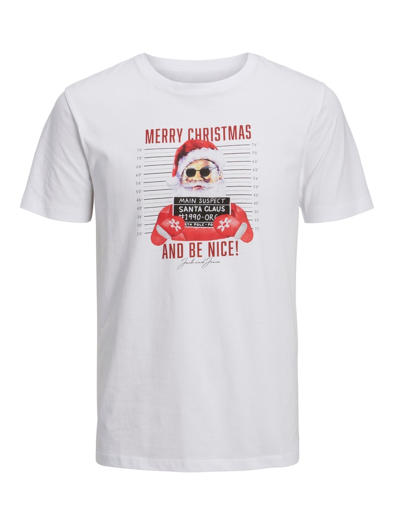 du er Anholdelse Piping Jack & Jones - Christmas Mugshot T-Shirt Hvid