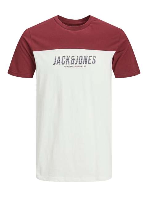 Jack & Jones - Dan Blocking T-Shirt Wine/Hvid billede 1