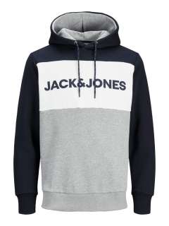 Jack & Jones - Logo Blocking Hættetrøje Navy (1)