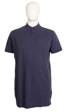 Stolen Denim - Ensfarvet Meleret Polo Insignia Blue - Ekstra Lang (1)