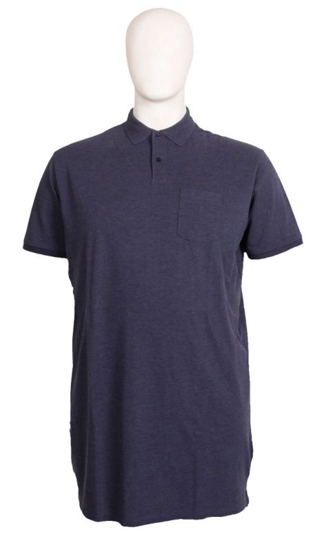 Stolen Denim - Ensfarvet Meleret Polo Insignia Blue - Ekstra Lang billede 1