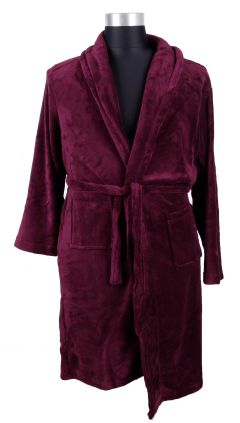 Espionage - Ensfarvet Fleece Badekåbe Burgundy (1)