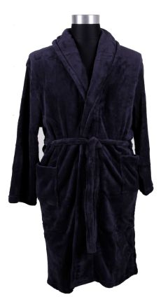 Espionage - Ensfarvet Fleece Badekåbe Navy (1)