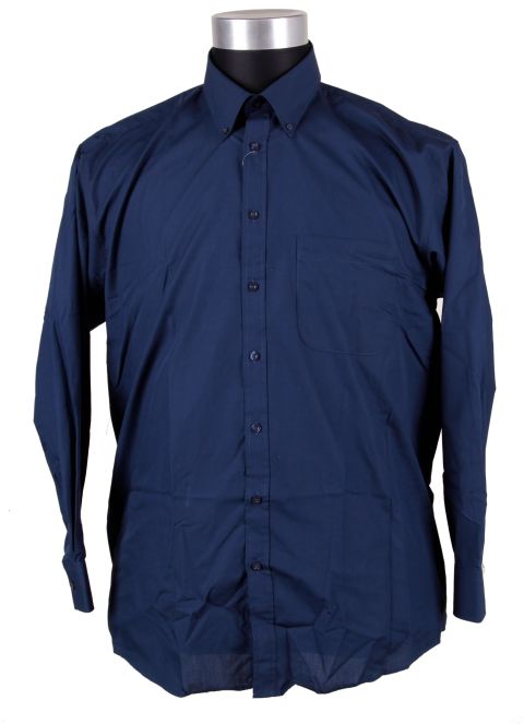 Espionage - L/S Ensfarvet Skjorte Button Down Navy billede 1