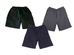 Espionage - Jersey Cargo Jogg Shorts Sort + Koksgrå (1)