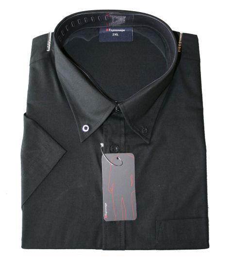 Espionage - Ensfarvet skjorte m. Button down - Sort billede 1