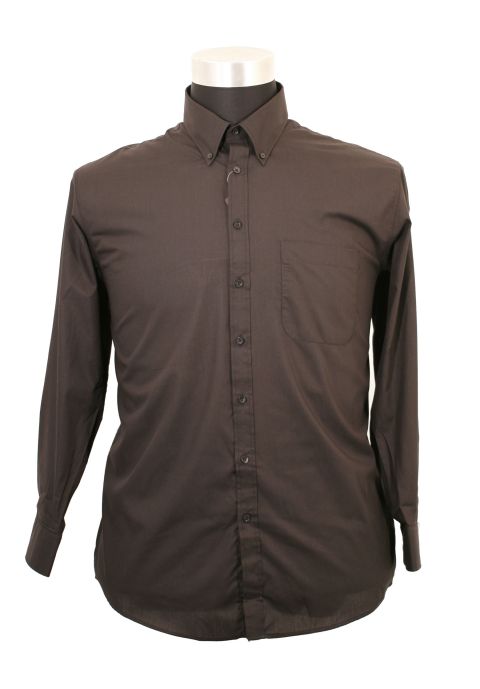 Espionage - L/S Ensfarvet Skjorte Button Down Sort billede 1